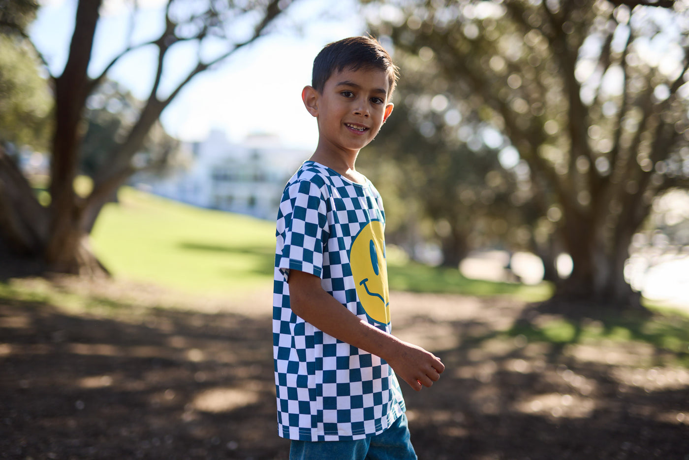 RD2429 SMILEY CHEQUERBOARD TEE