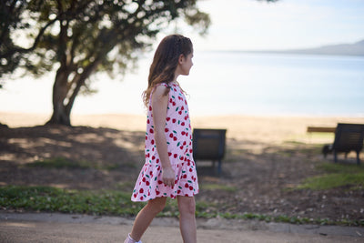 KR2304 CHERRIES SLEEVELESS FRILL DRESS