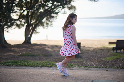 KR2304 CHERRIES SLEEVELESS FRILL DRESS