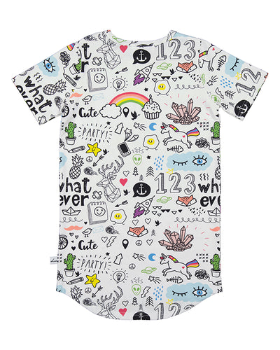 KR2135 DOODLE SKATER TEE DRESS