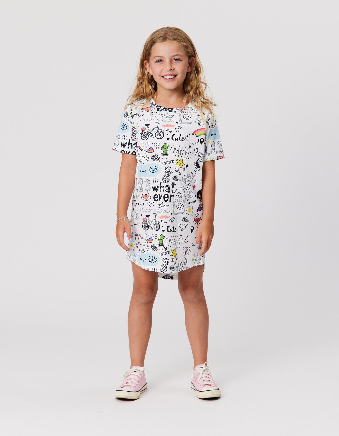 KR2135 DOODLE SKATER TEE DRESS