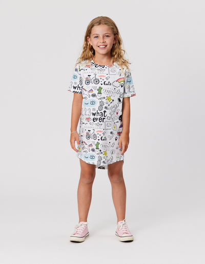 KR2135 DOODLE SKATER TEE DRESS