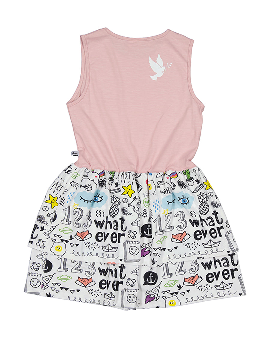 KR2136 UNICORN DOODLE DRESS