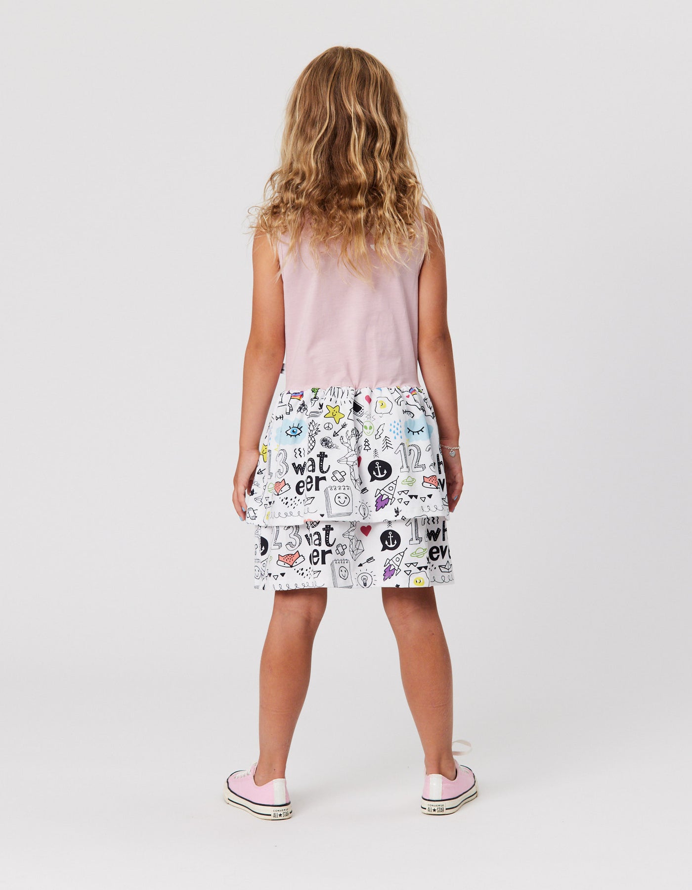 KR2136 UNICORN DOODLE DRESS