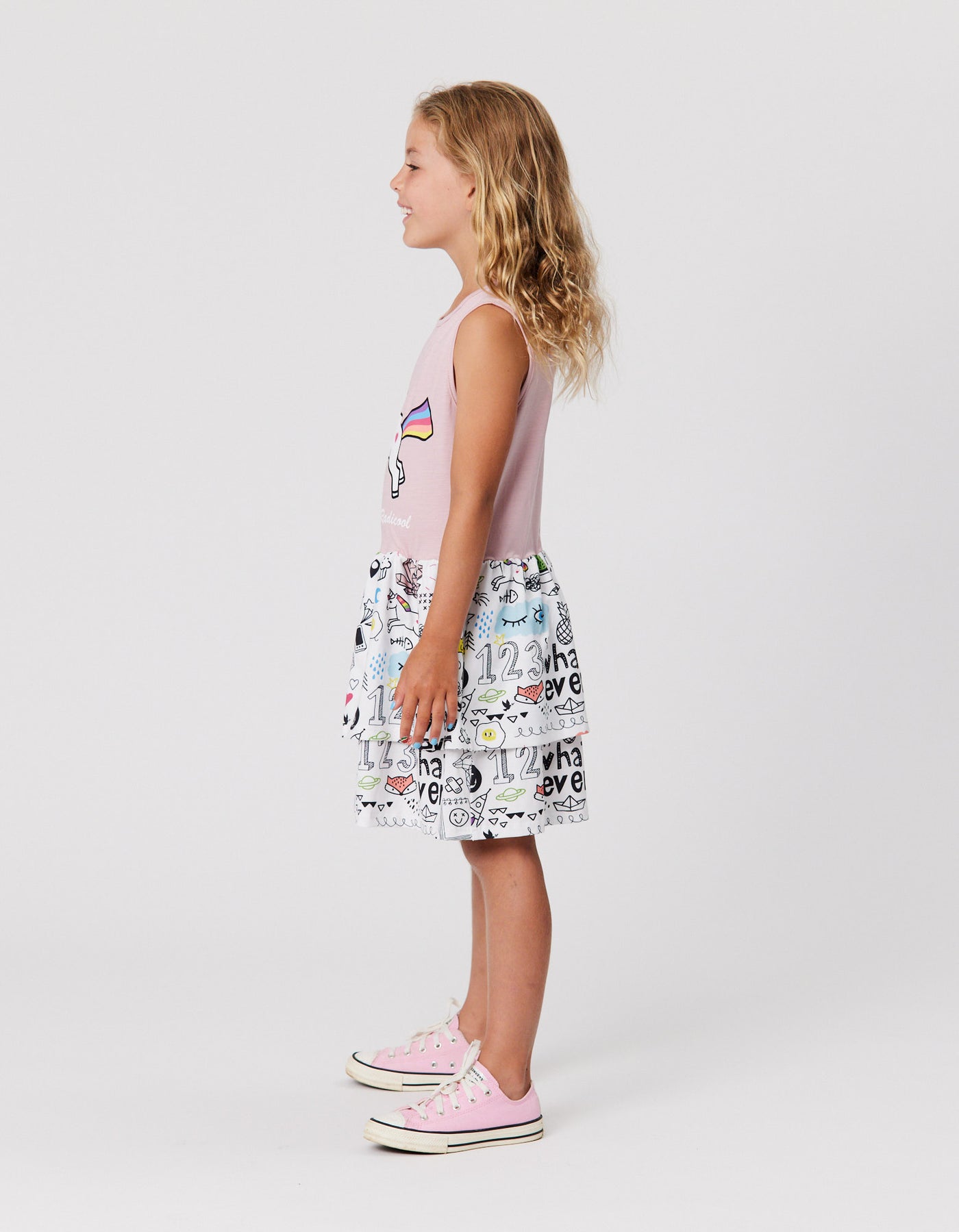 KR2136 UNICORN DOODLE DRESS