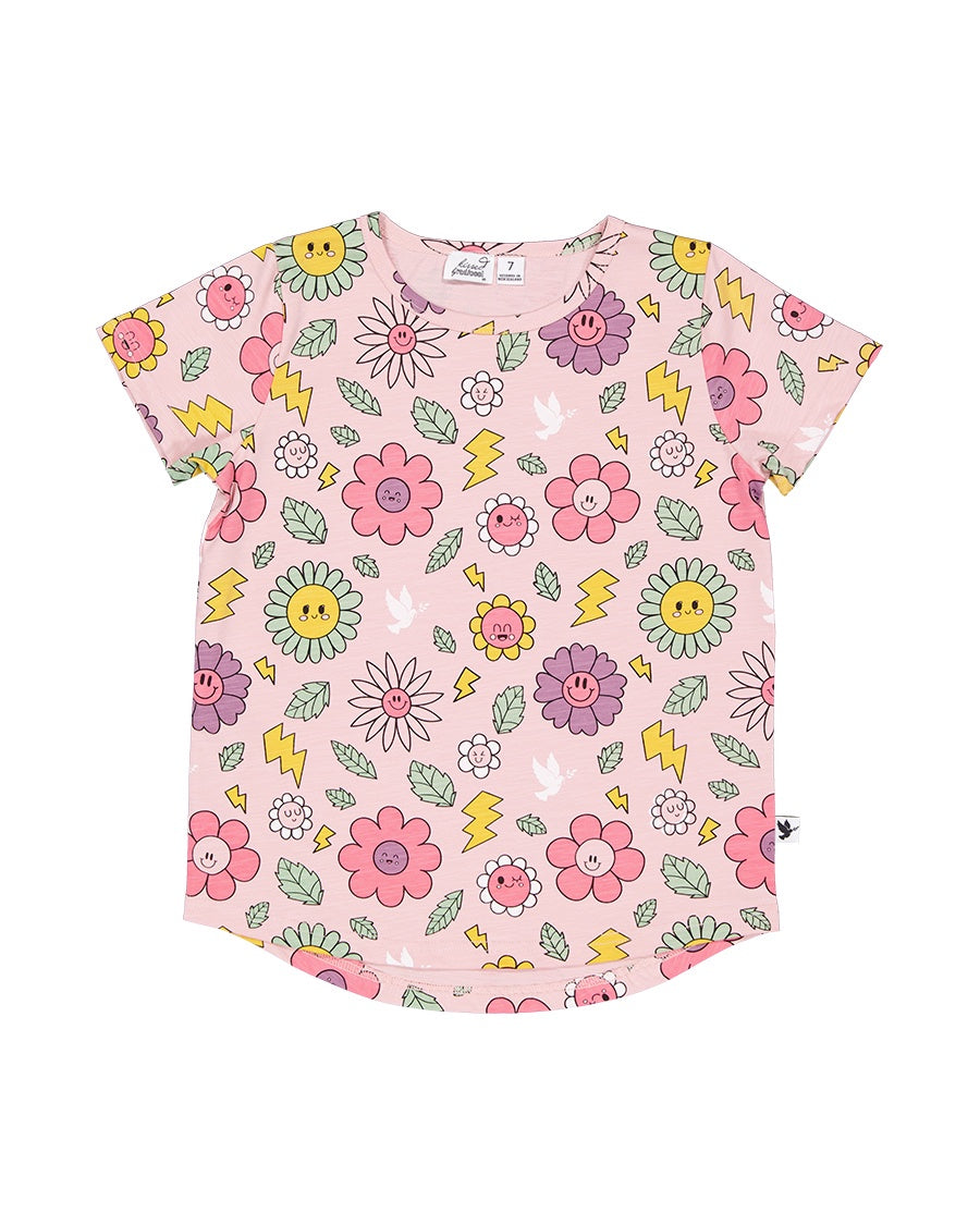 KR2338 SMILEY FLOWERS TEE
