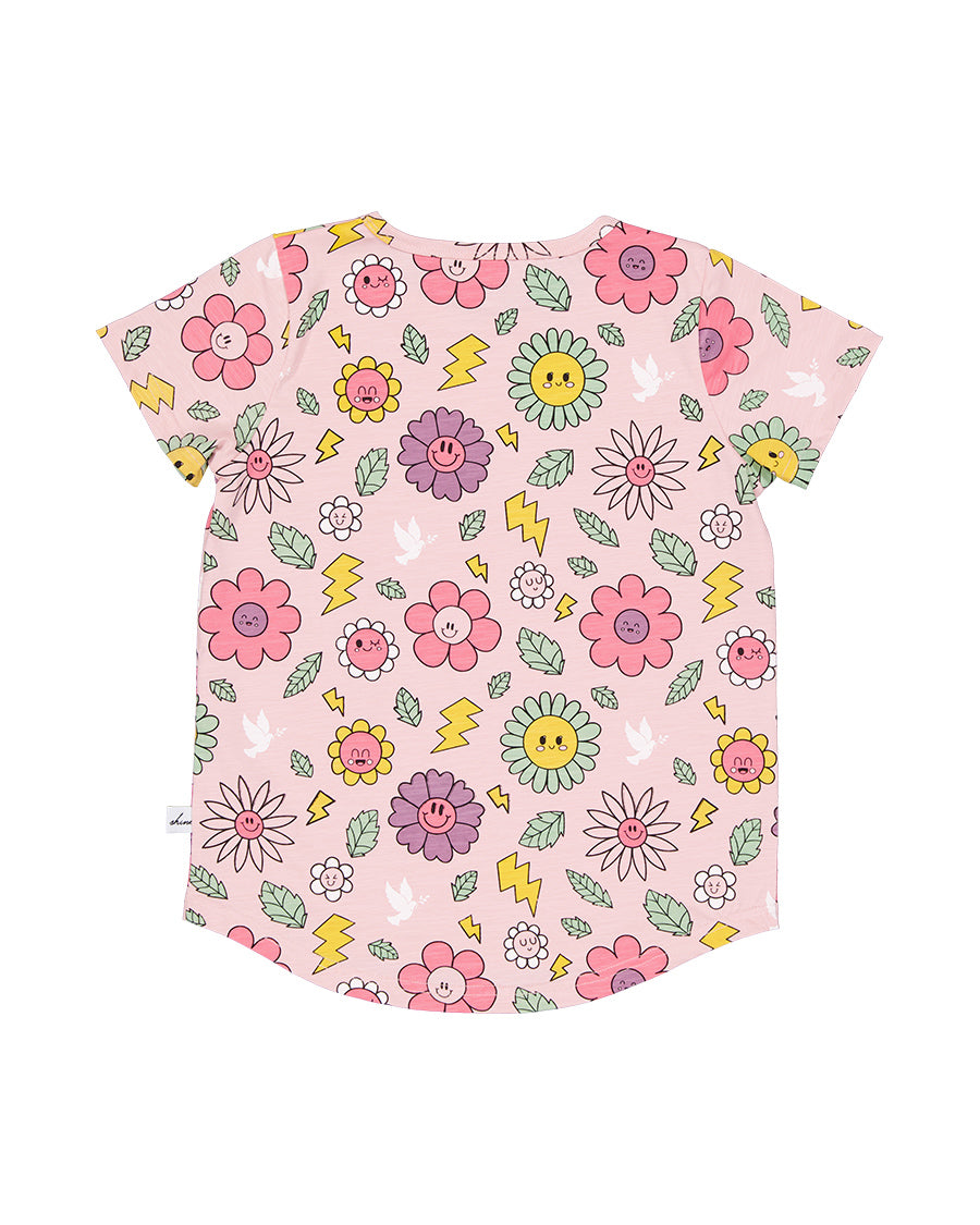 KR2338 SMILEY FLOWERS TEE