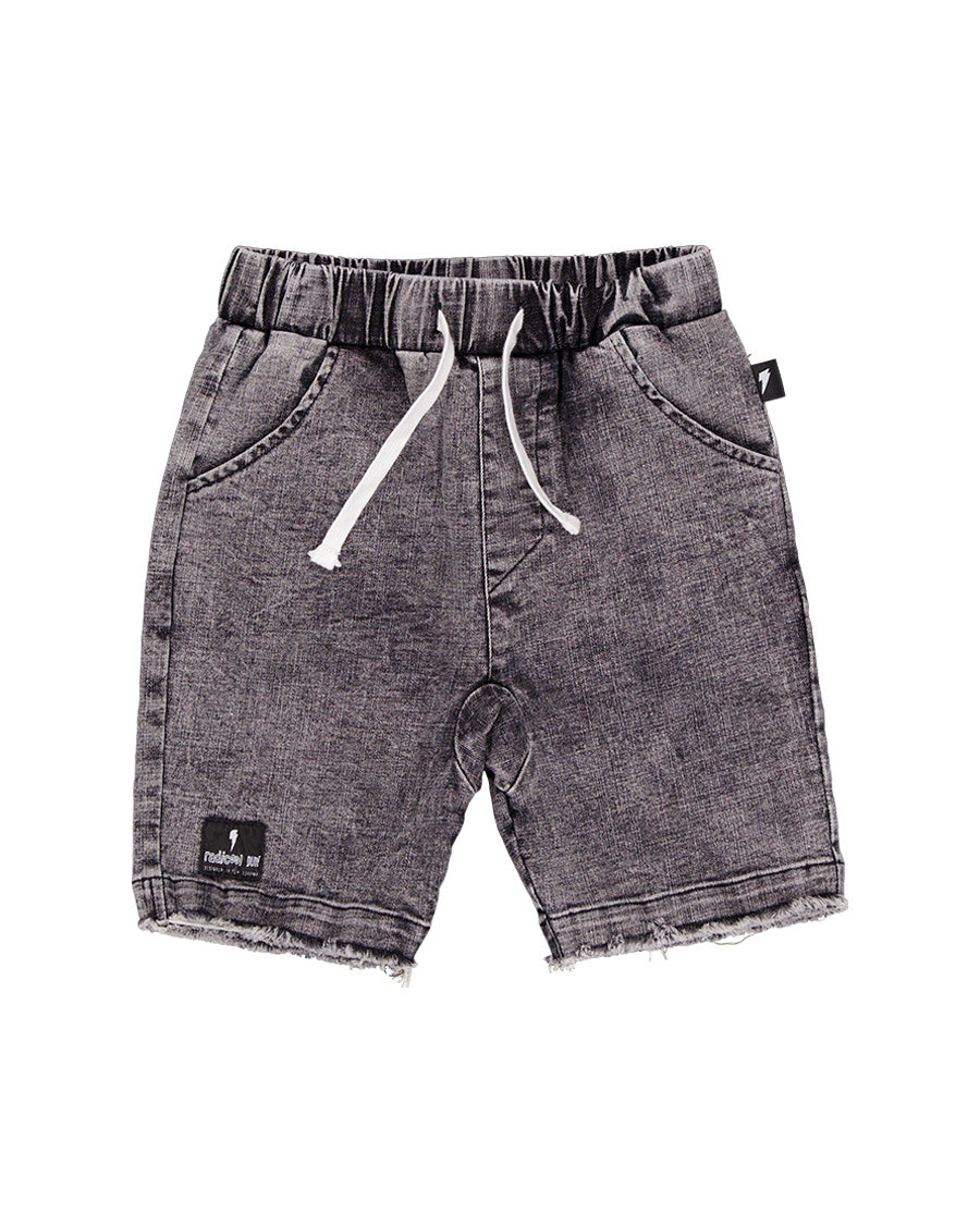 RD2436 ACID WASH BLACK DENIM SHORT