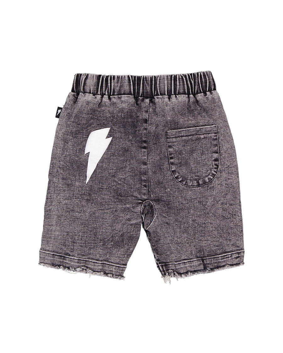 RD2436 ACID WASH BLACK DENIM SHORT