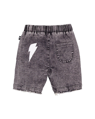 RD2436 ACID WASH BLACK DENIM SHORT