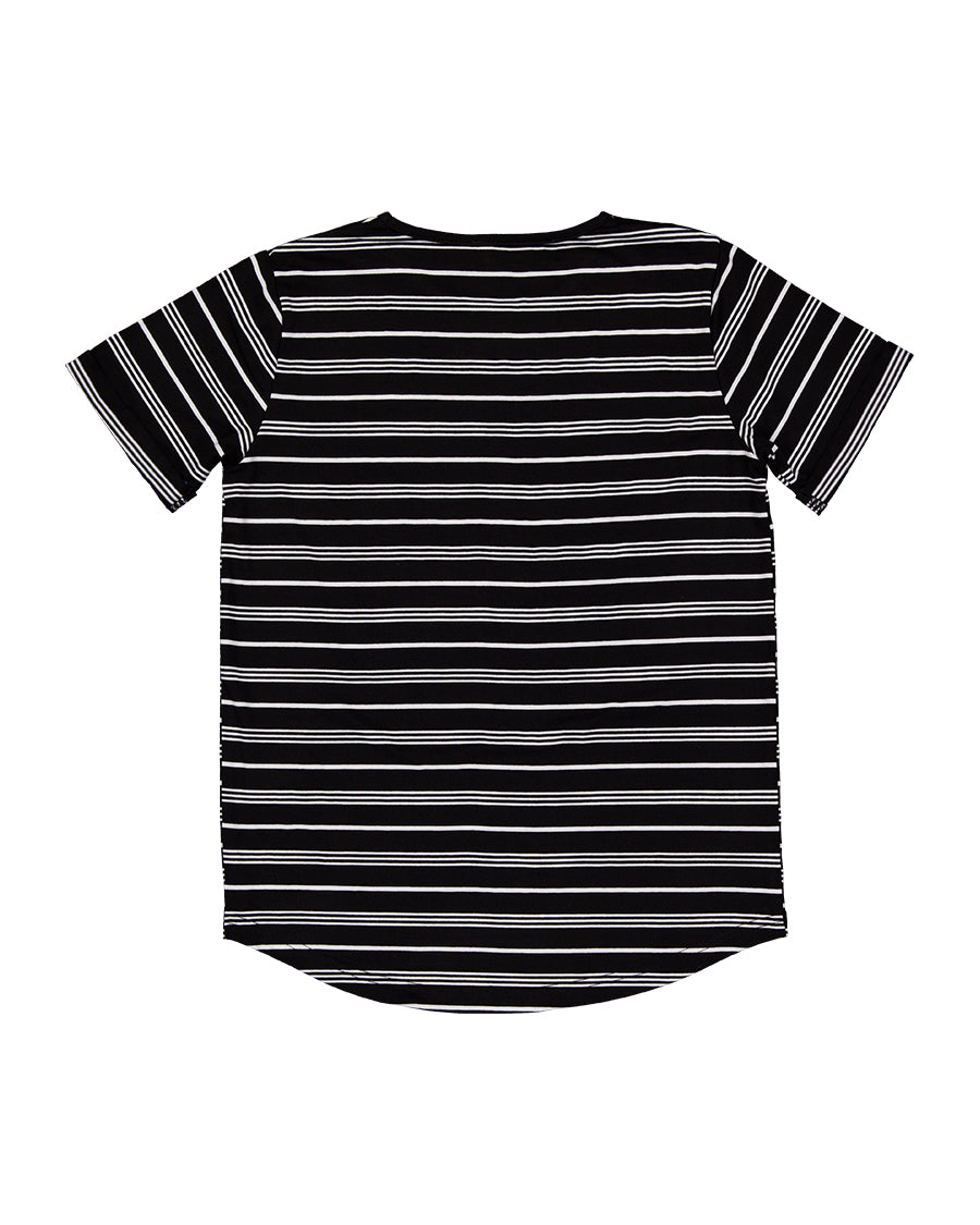 RT1702 RAD TRIBE TEE IN BLACK & WHITE STRIPE