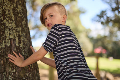 RT1702 RAD TRIBE TEE IN BLACK & WHITE STRIPE