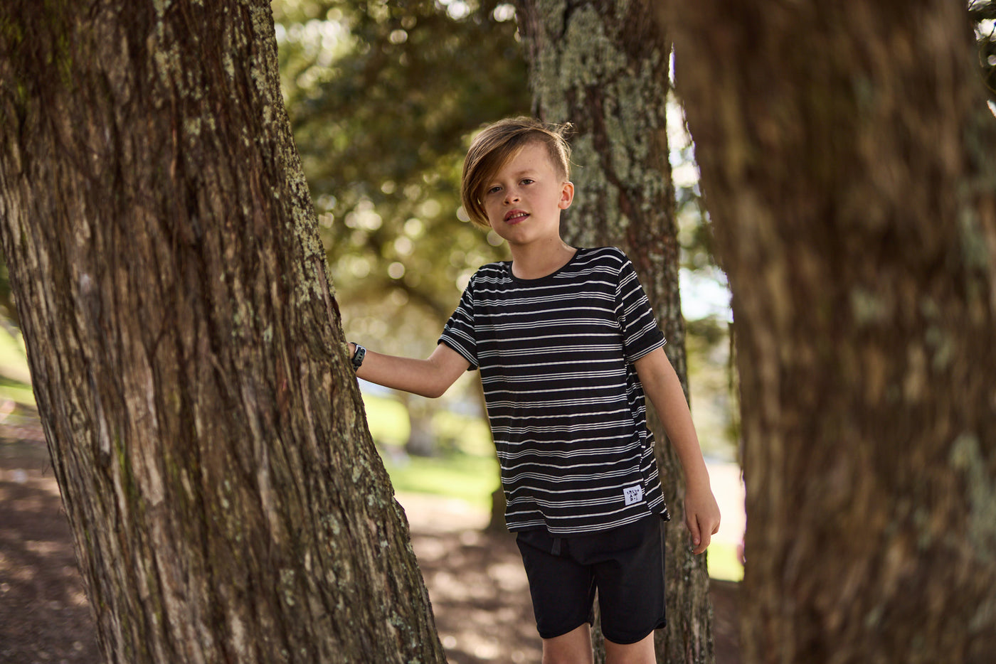 RT1702 RAD TRIBE TEE IN BLACK & WHITE STRIPE