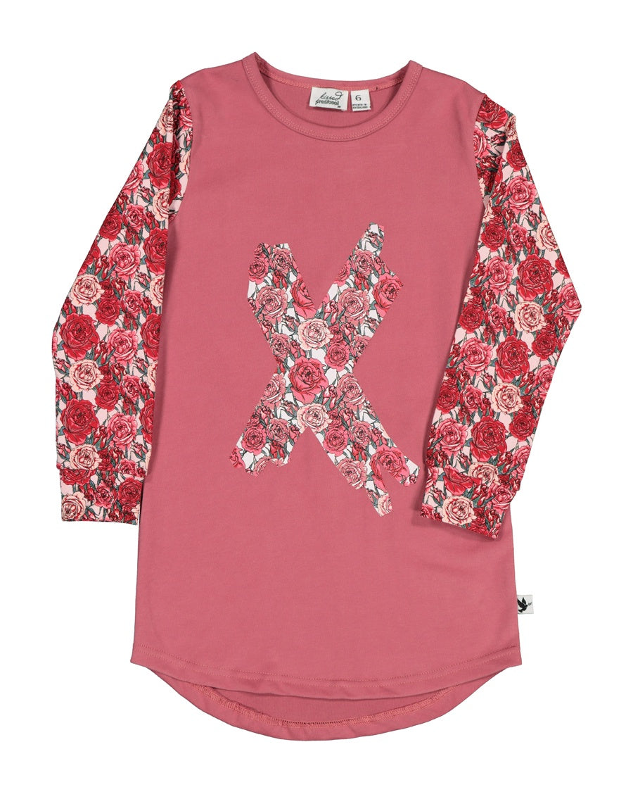 KR1428 SKATER TEE DRESS IN ROSE