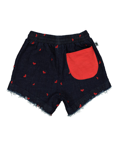 KR1308 LOVEHEART DENIM SHORT