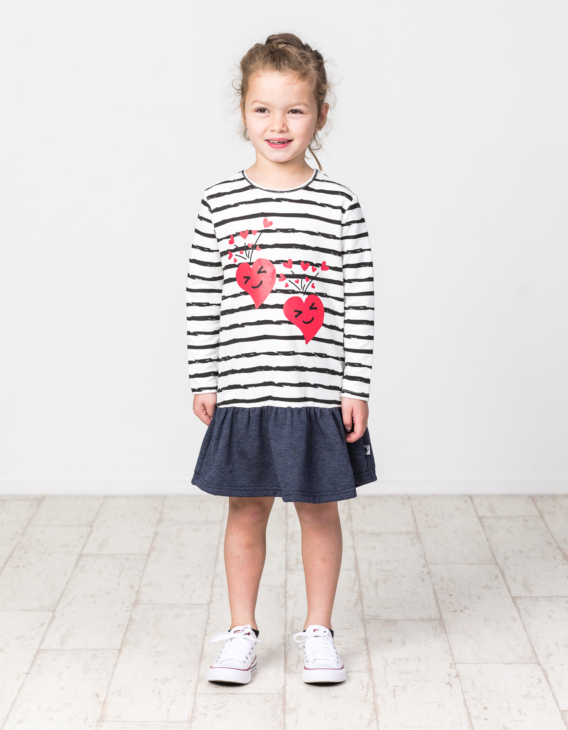 KR1403 HAPPY HEARTS L/S FRILL DRESS