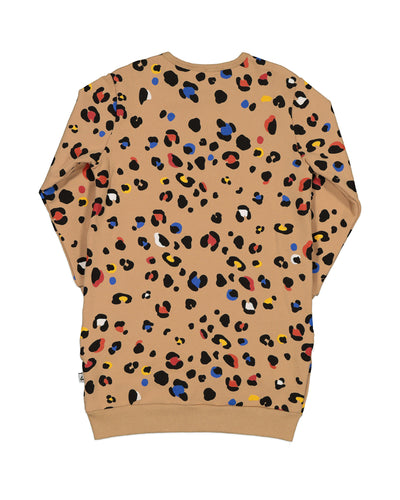 KR1417 COLOUR POP LEOPARD SWEATER DRESS