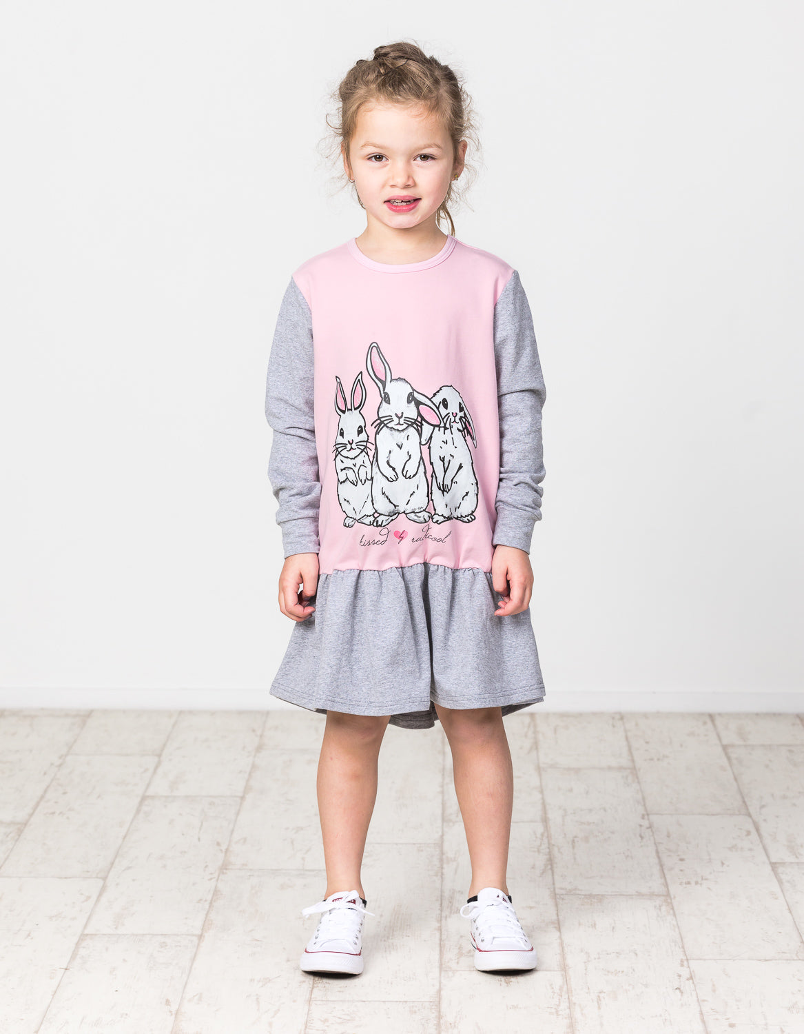 KR1419 TRIPLE BUNNY L/S FRILL DRESS