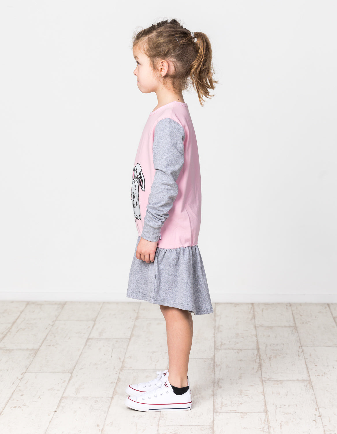 KR1419 TRIPLE BUNNY L/S FRILL DRESS