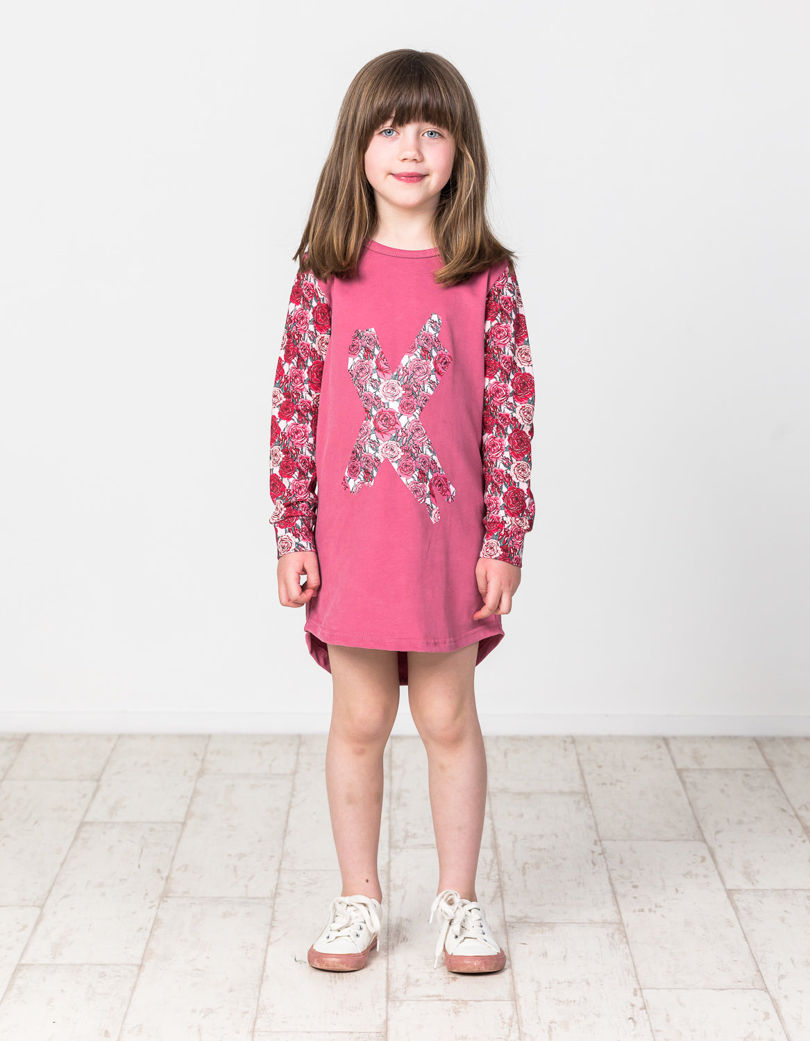 KR1428 SKATER TEE DRESS IN ROSE