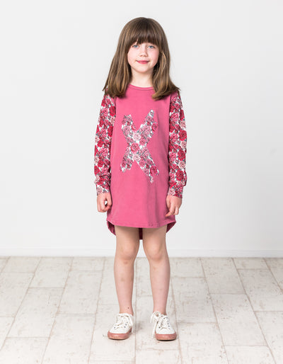 KR1428 SKATER TEE DRESS IN ROSE