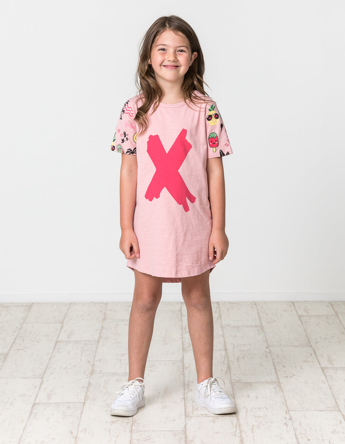 KR1517 WATERMELON X&O SKATER TEE DRESS