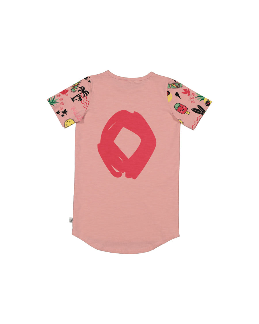 KR1517 WATERMELON X&O SKATER TEE DRESS