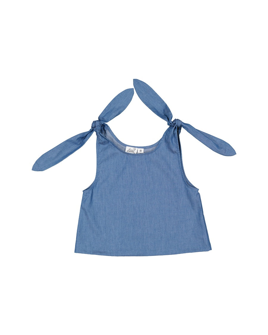 KR1712 CHAMBRAY TIE TOP