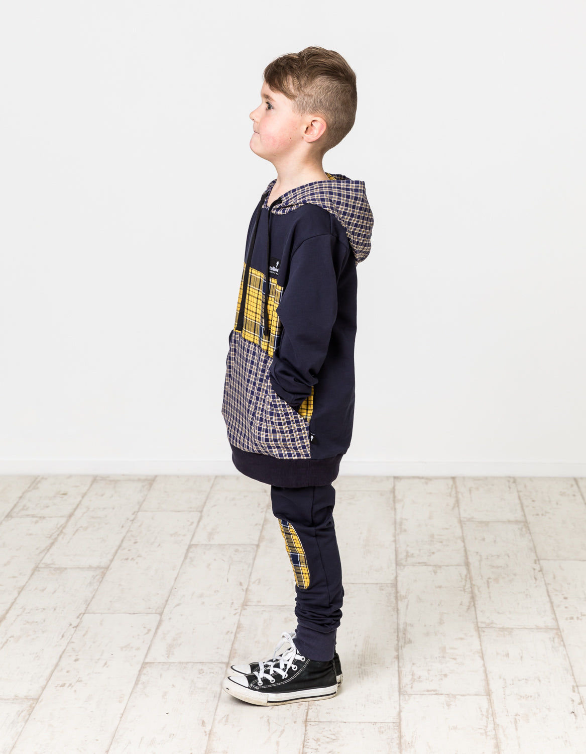 RD1313 MIXED UP PLAID HOOD