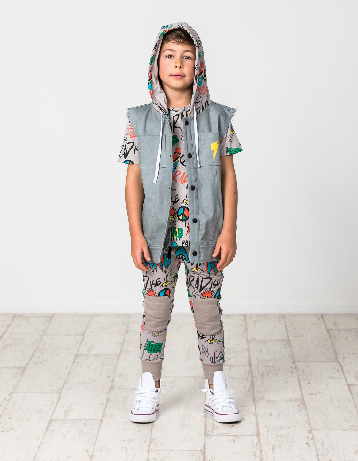 RD1413 PEACE DENIM HOOD