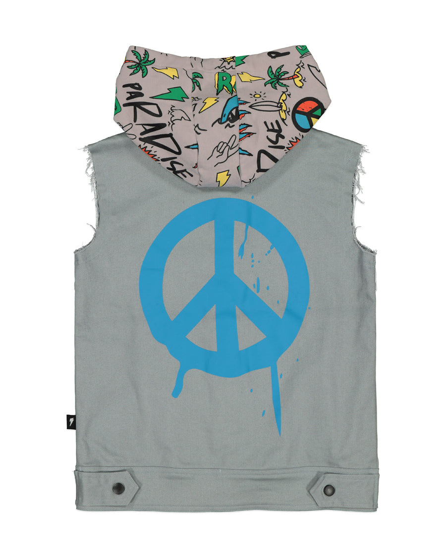 RD1413 PEACE DENIM HOOD
