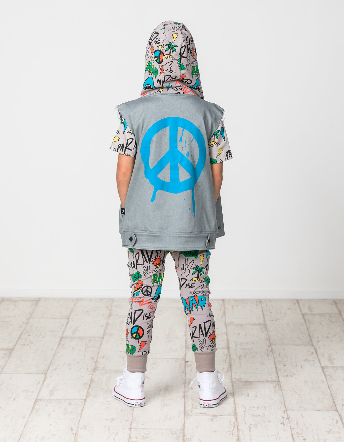 RD1413 PEACE DENIM HOOD