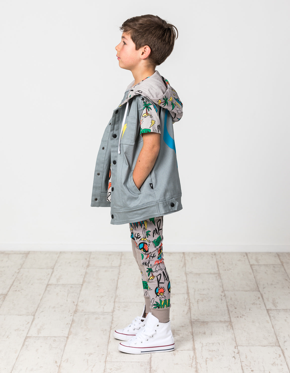 RD1413 PEACE DENIM HOOD