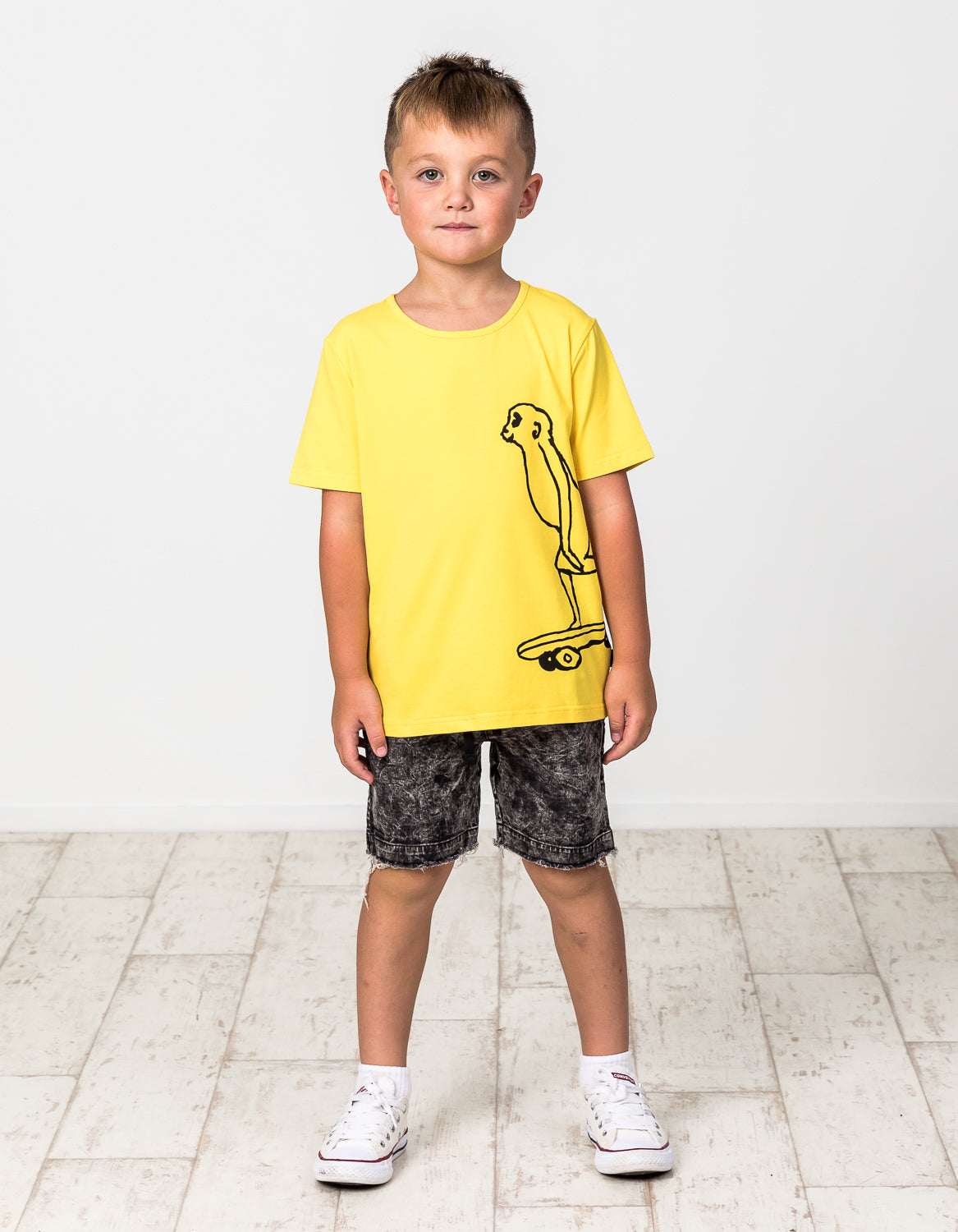 RD1418 YELLOW BOLT DENIM SHORT