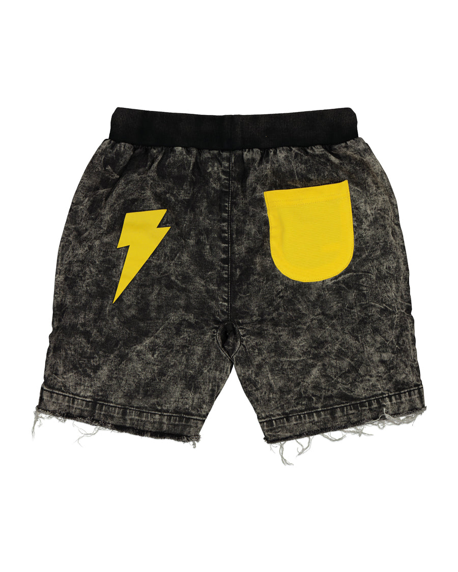 RD1418 YELLOW BOLT DENIM SHORT