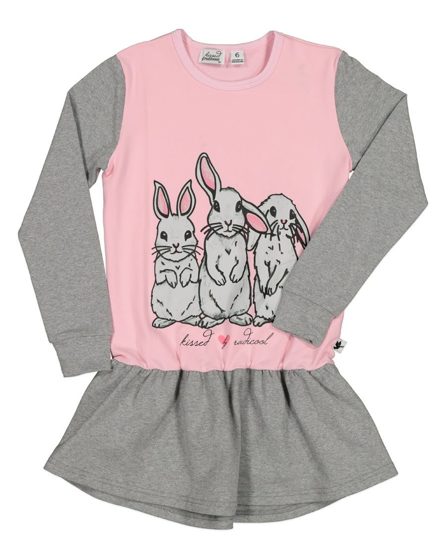 KR1419 TRIPLE BUNNY L/S FRILL DRESS